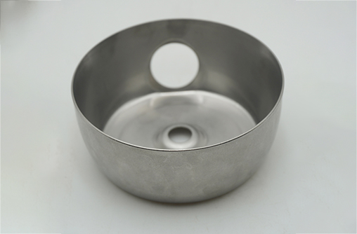 the same stainless cap from the open side, showing the one-piece drawn wall